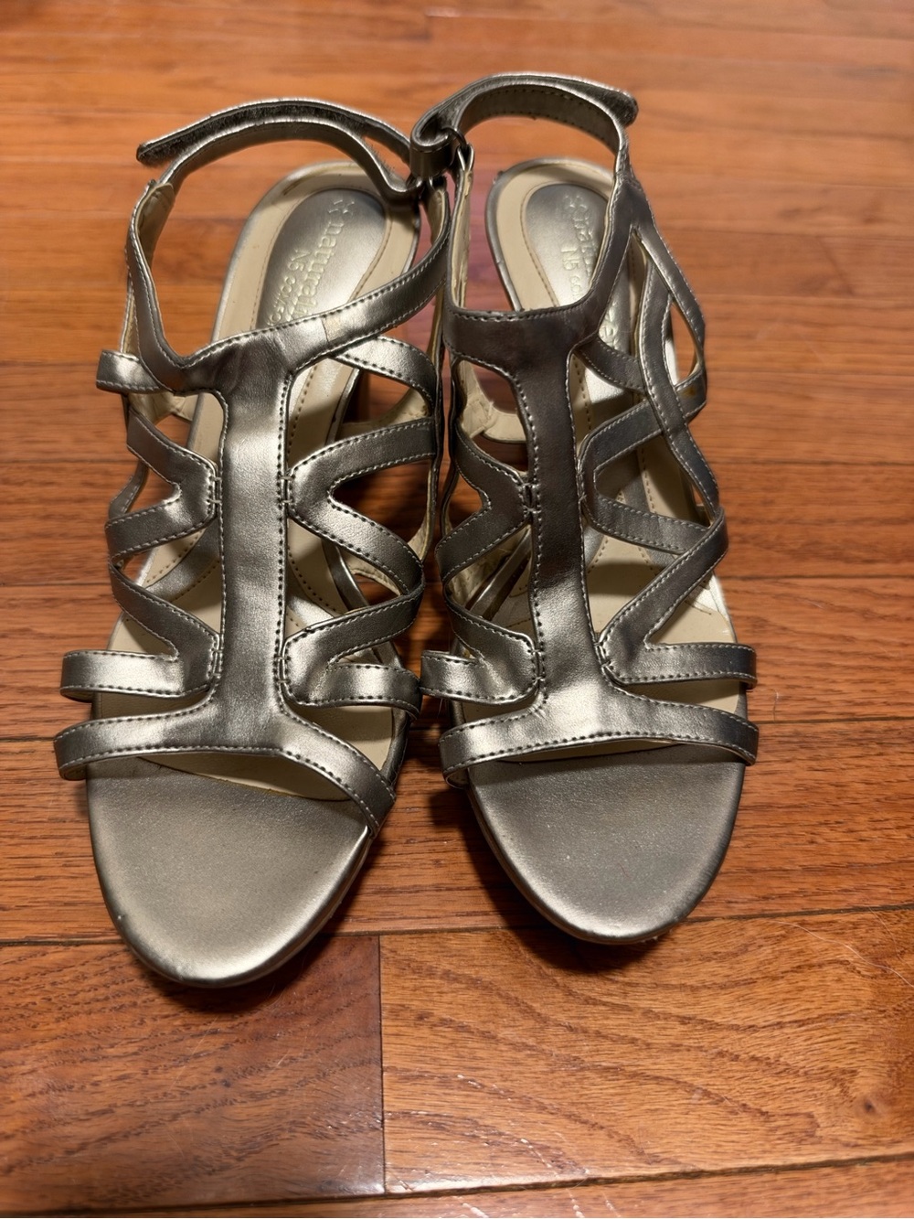 Naturalizer Women’s Metallic Pewter Strappy Sandals